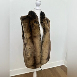 Donna Salyers' Fabulous Furs Vest 100% Acrylic Brown Faux Fur Women's Size XS